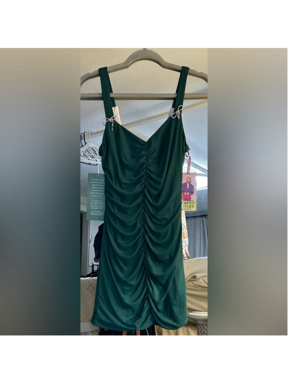 NEW Johnny Wujek Green Bodycon Mini Formal Juniors Dress S $79